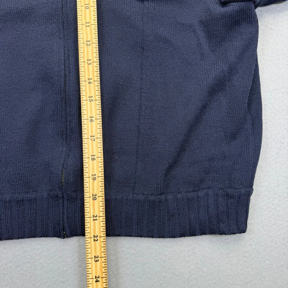 St John Collection Marie Gray Navy Blue Santana Knit Zip Jacket Bomber Mens M